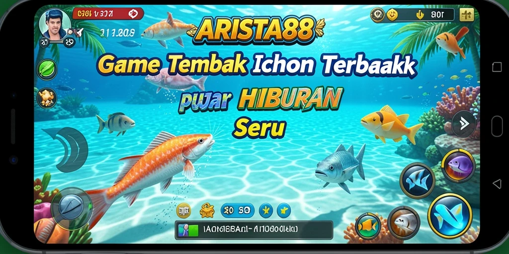 Tampilan gameplay seru dalam ARISTA88 saat menembak ikan.