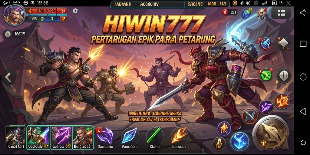 Gameplay HIWIN777 menampilkan pertarungan seru karakter-karakter unik.