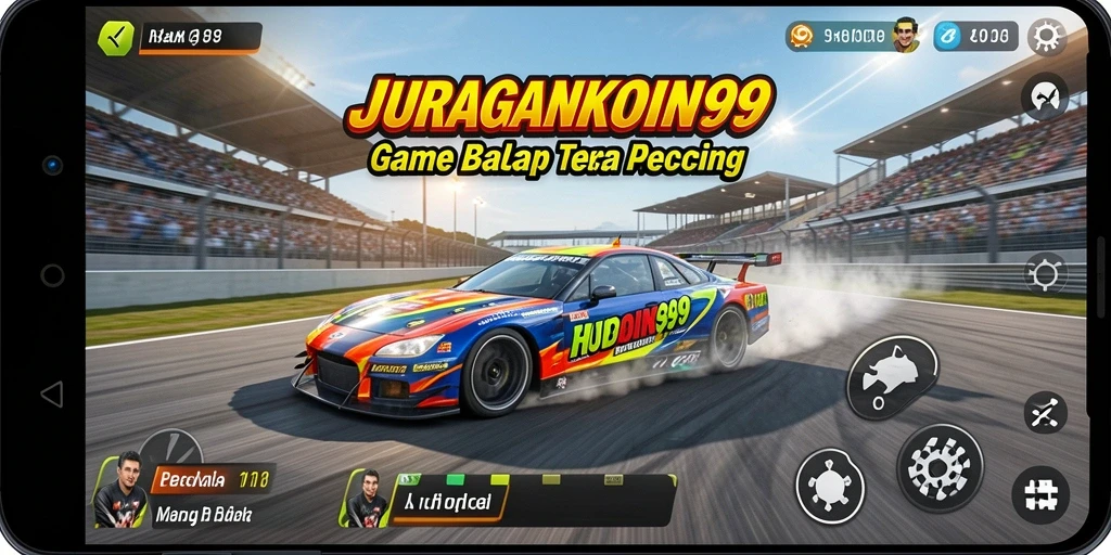 Screenshot gameplay JURAGANKOIN99 yang menampilkan aksi balap yang mendebarkan.