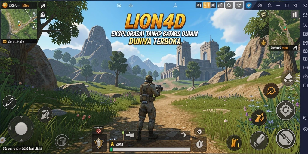 Screenshot gameplay LION4D menunjukkan petualangan seru di dunia terbuka.