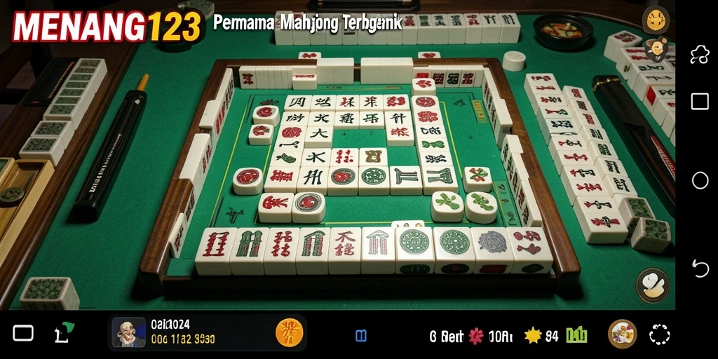 Tampilan gameplay MENANG123 yang menampilkan papan permainan Mahjong yang menarik.