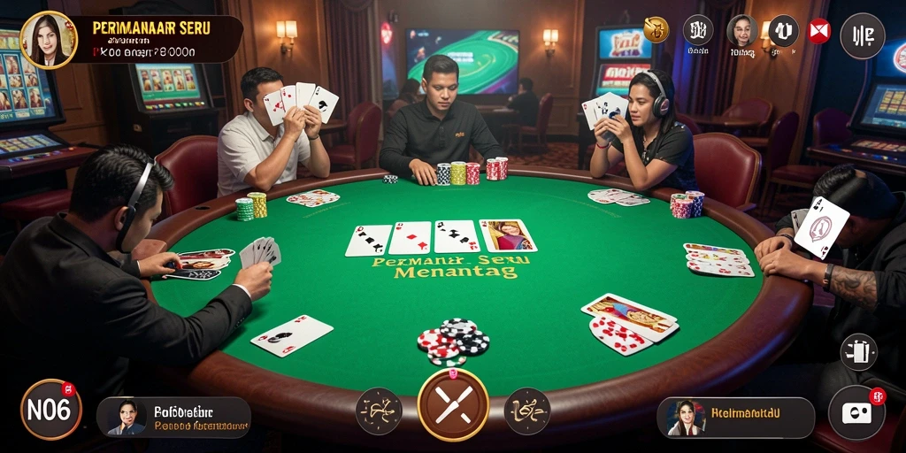 Tampilan menarik gameplay Poker di N06 yang mendebarkan.