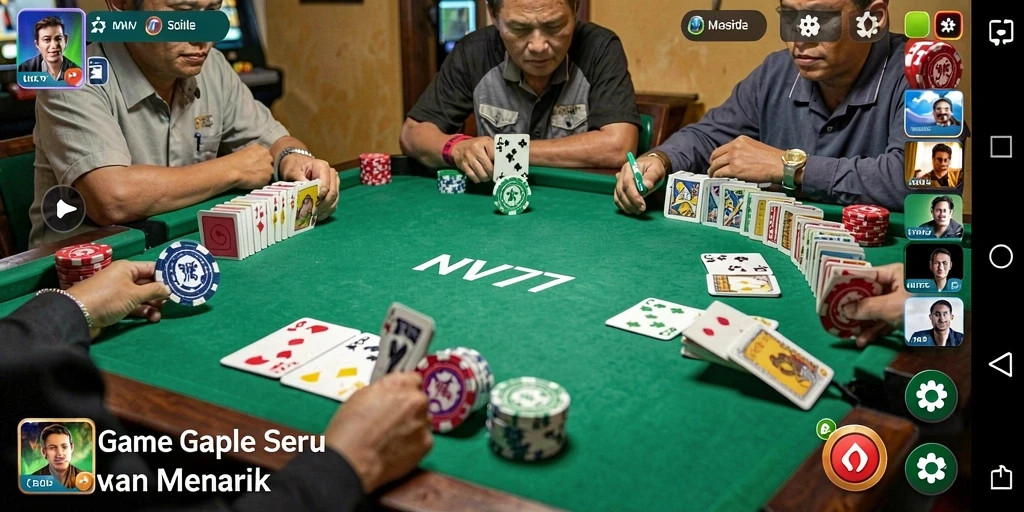 Tangkapan layar menunjukkan gameplay seru Gaple di NV77.