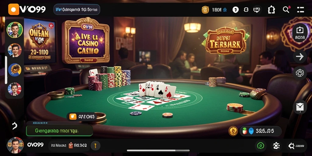 Tampilan gameplay Live Casino OVO99 yang menarik dan interaktif.