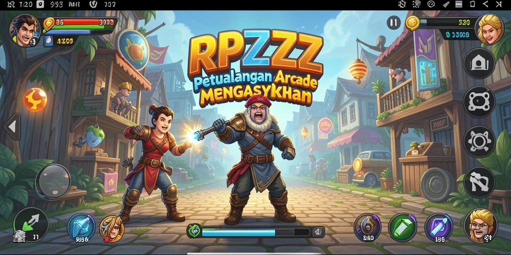 Screenshot utama RPZZZ menampilkan gameplay Arcade yang seru.