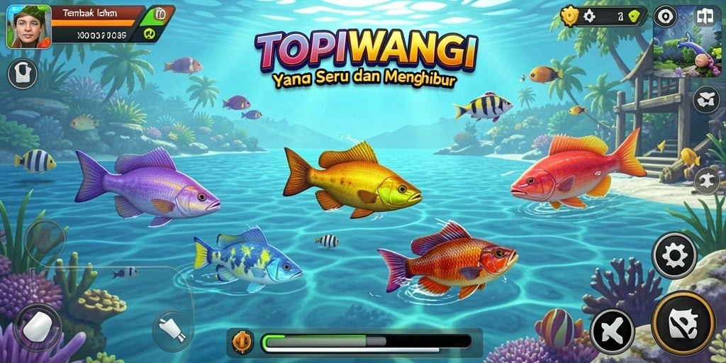 Tangkapan ikan menakjubkan dalam gameplay TOPIWANGI.